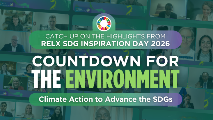Background of multiple screenshots from RELX SDG Inspiration Day with title "Catch up on the highlights from RELX SDG Inspiraton Day 2026"