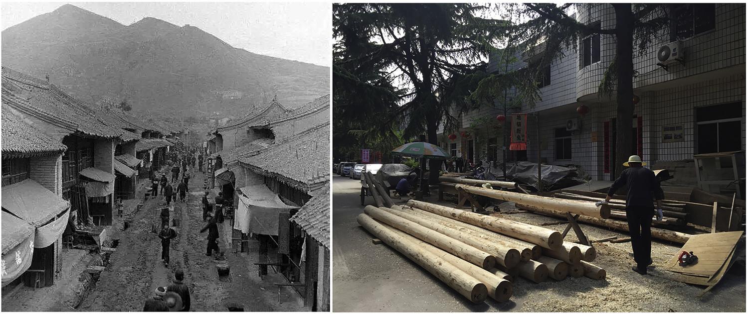 The main street in 1950s (left) and now (right).